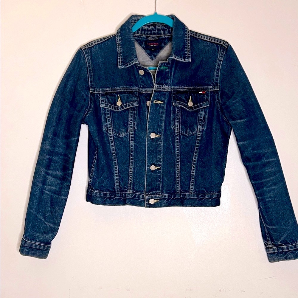 Tommy Hilfiger Denim Jean Jacket, Size L with Dark Indigo Wash